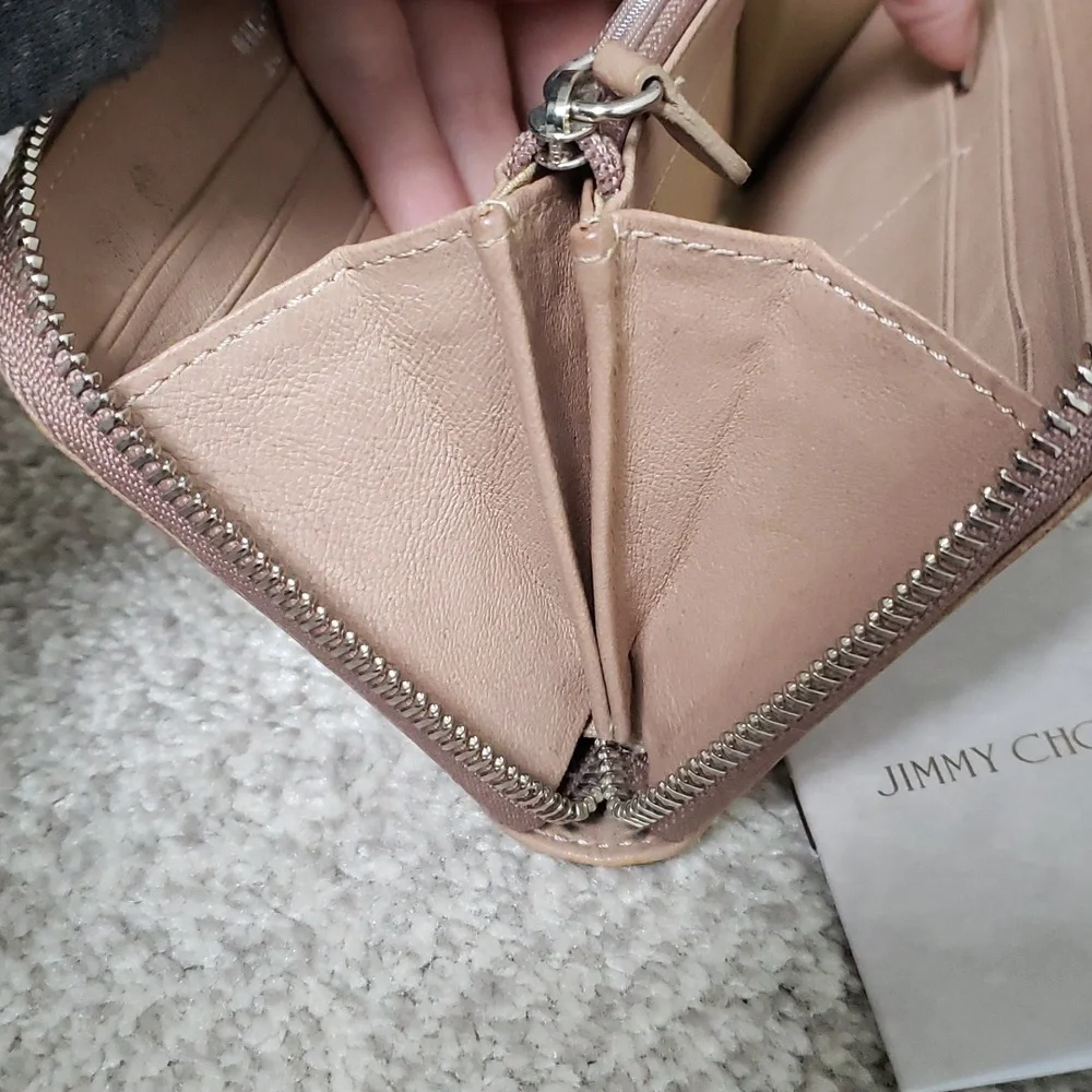 Jimmy Choo ballet pink and silver gunmetal zip wallet Authentic - Picture 8 of 10